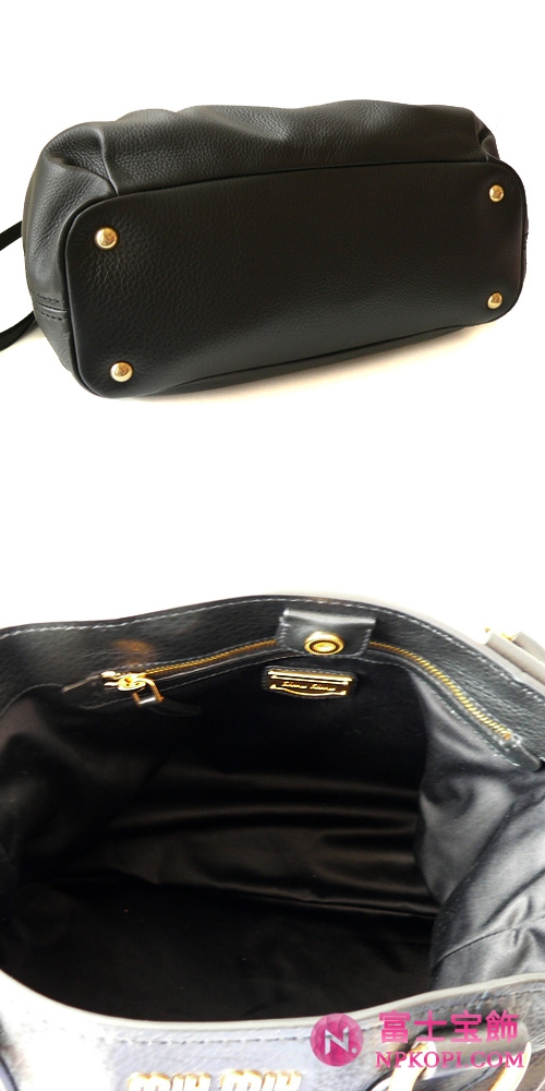 ミュウミュウ MIUMIU ショルダーバッグ ストラップ付き2WAYハンドバッグ レザー ブラック(NERO) RR1629 VIT.CARIBU